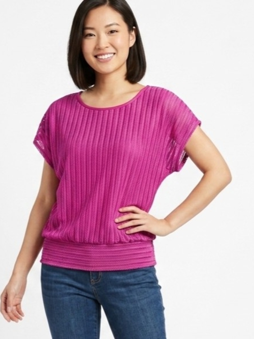I.N. Studio Petite Fuchsia Crinkle Top Large Petite NWT